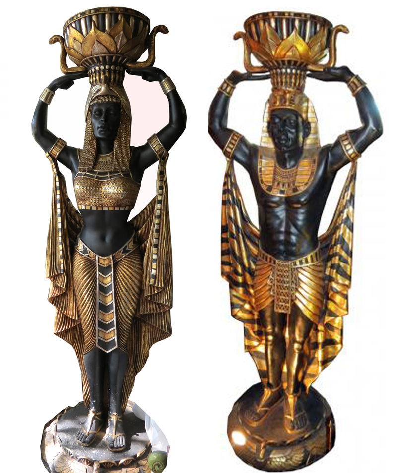 Pair Life Size Art Deco Egyptian Revival Pharaoh Statues Modernism